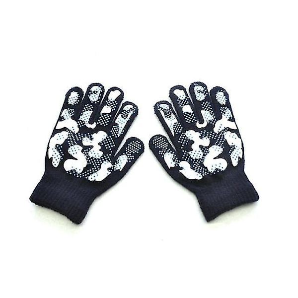 Warmom Barn Vinter Varma Stickade Handskar Barn Handskar Pojke Flicka Utomhussport Halkfri kamouflage Pvc Offset Handskar För 5-11 år