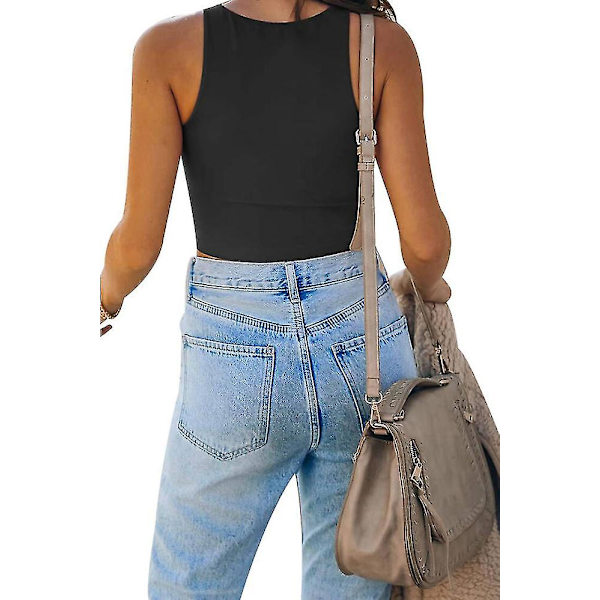 Kvinder ærmeløs vest solide korte tanktops 2XL BLACK