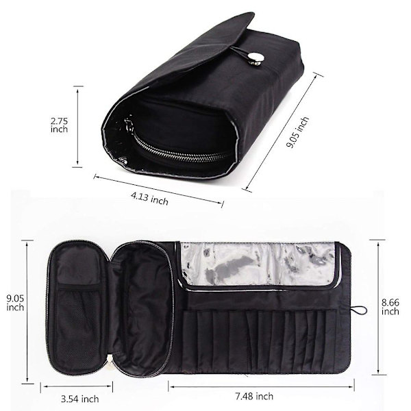 Bärbar organizer Sminkborstehållare Kompatibel med resor Kan rymma 20+ borstar Kosmetikväska Sminkborste Roll Up Case Kompatibel