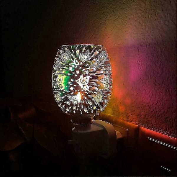 Elektrisk plug-in LED aromadiffuserlampe voks smelter oljebrenner - EU-plugg sølv