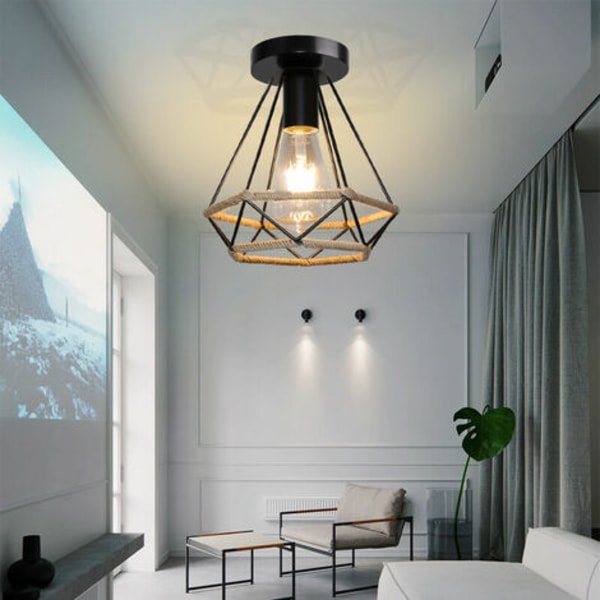 Retro Hampetau Taklampe E27 Metall for Soverom Stue Loft Svart - Svart