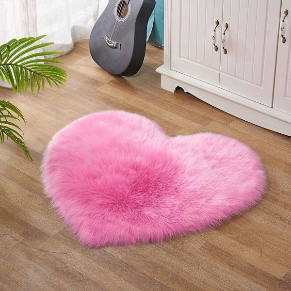 Hjärtformad matta 30×40cm rosa röd
