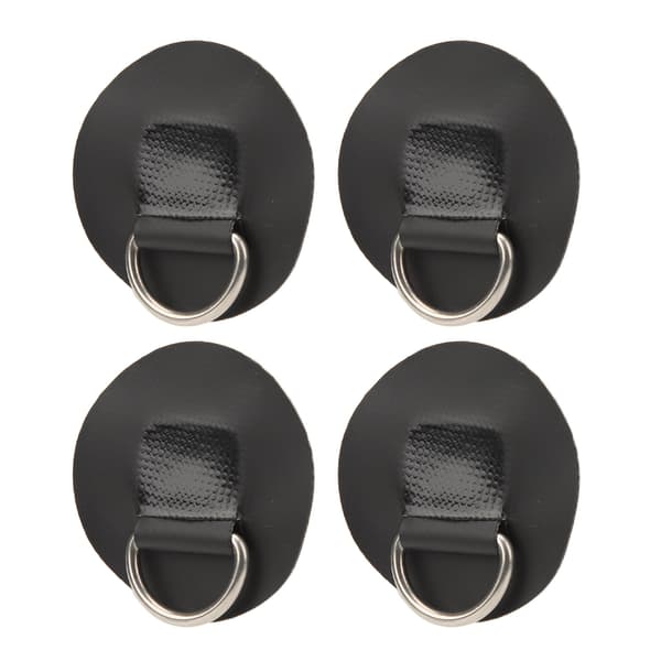 4 stk. D-ring Patch PVC Rustfrit stål Surfbræt Enkeltlags Rund Form D-ring Pad til Oppustelig Båd Kajak Kano Sort