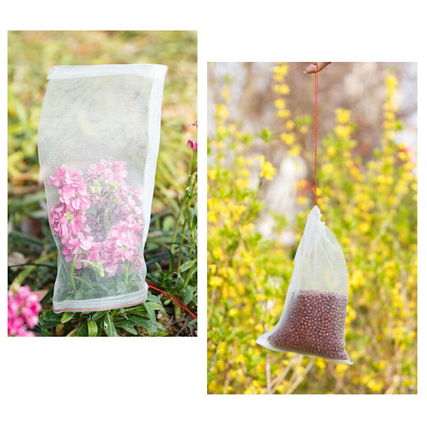 10*15 cm 100 stk nylon mesh pose, frøpose, frø iblødsætningspose, insektsikker pose, frugttræspose