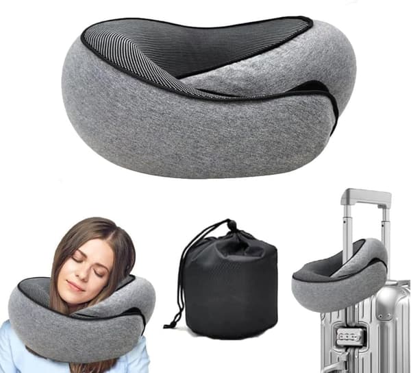 Rejsepude til fly – Memory Foam nakkepude til rejser, fly, bil & kontor