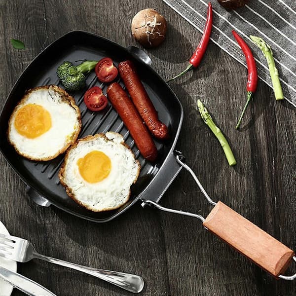 Multifunksjonell non-stick grillpanne Kjøkkenutstyr Kjøttstekepanner for effektiv tilberedning av biff og bacon - L Diameter 24cm