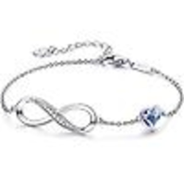 Infinity Heart Symbol Charm Dame Armbånd 925 Sterling Sølv Justerbare Morsdag smykker
