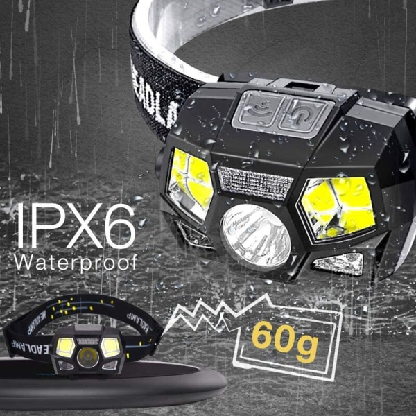 101 malli Goshawk Induktioajovalo XPE-polttimo vahva valo vedenpitävä Induktioajovalo USB -lataus, olohuoneeseen