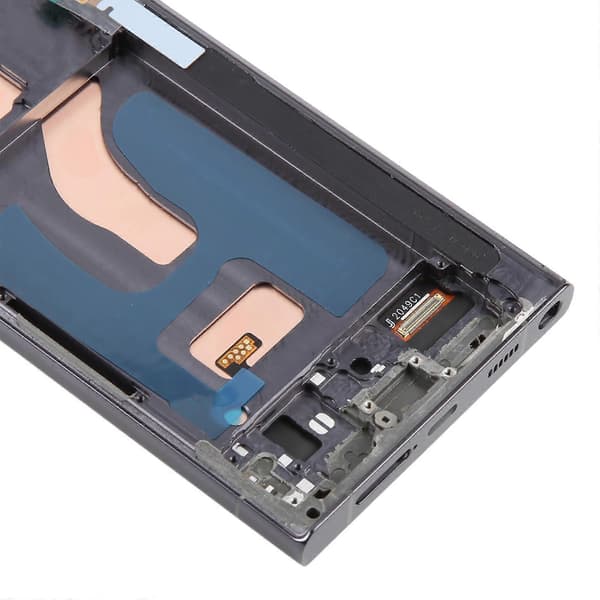 (Ny) För Samsung Galaxy S22 Ultra SM-S908B 6,72 tums TFT LCD-skärm Digitizer Komplett montering med ram, stöder inte fingeravtrycksidentifiering Grey