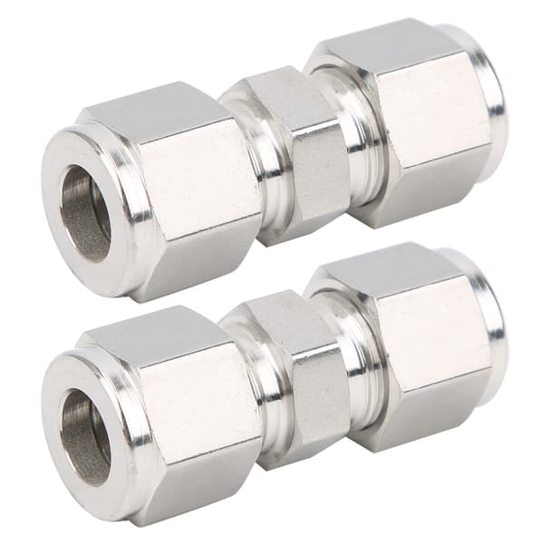 316 rustfrit stål dobbeltmuffe røradapter lige kompressionsfitting 2 STK 10 mm