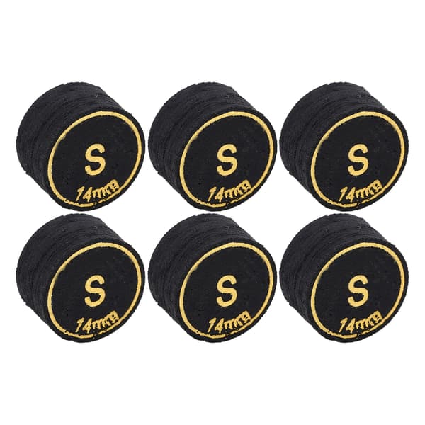 6 stk. Pool Cue Tips Professionelle Multi Layers Billard Pool Cue Tips Erstatning til Pool Cue og Snooker 14mm S