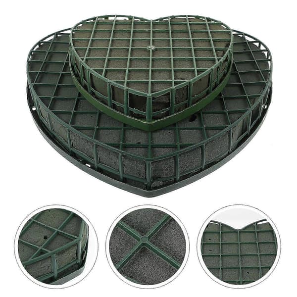 2 stk. DIY buketpakkemateriale hjerteformet blomsterskum til blomsterbutik 30.00X28.50X3.50CM Green