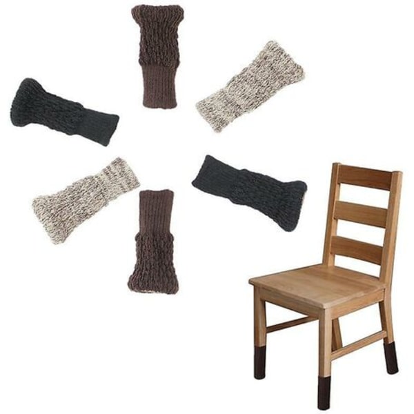 Set med 6 (24 delar) bords-/stolsbensstrumpor och möbelbensskydd/dynor mörkbruna