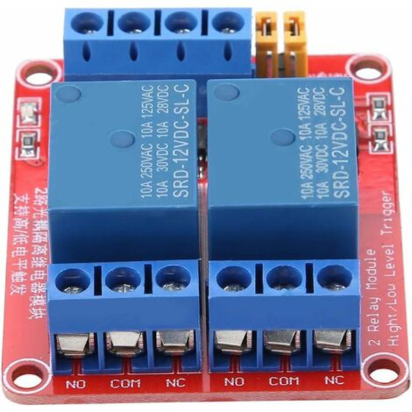 2PCS 12V 2-kanals relämodul med optokopplare isolering hög och låg nivå trigger