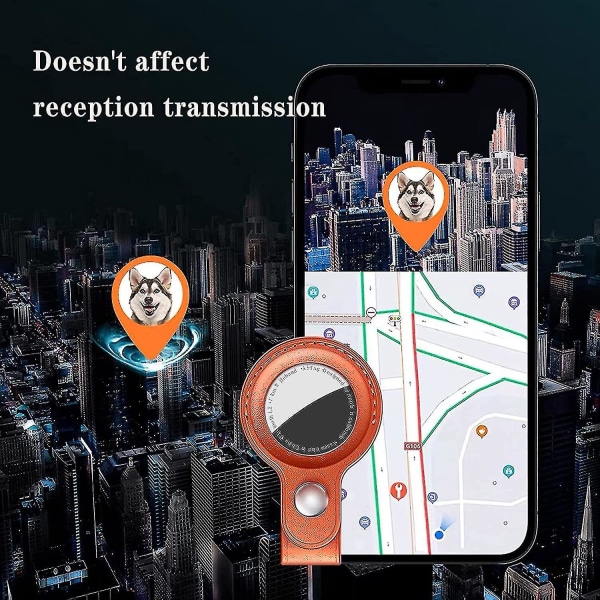 4-pak nøglering Læder Airtag Case Tracker Locator Passer til Apple Hundehalsbånd