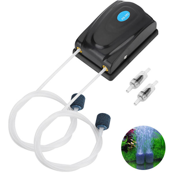 Liten syrepump i akvariet med dubbla hål syrgaspump (Europeisk förordning RS-082 + tillbehör)