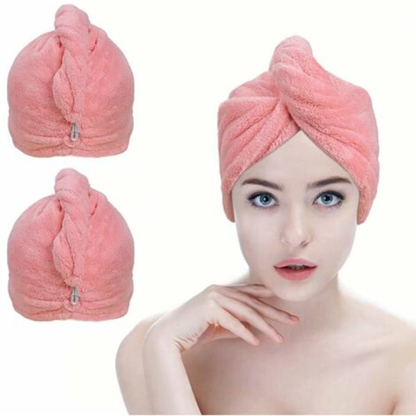 Hårhandduk, 2st Hårtorkhanddukar, Superabsorberande mikrofiberhårhandduk Turban med knappdesign Torrt hår snabbt för