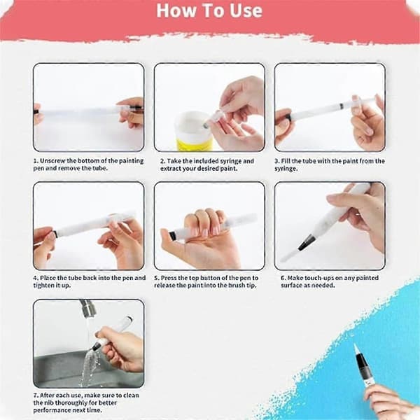 Applicabley Påfyllbar Touch Up Malingpenn Pensel, Maling Touch Up Penner Trykkbare Påfyllbare, for Vegger, Møbler, Skap, 10 stk—ht
