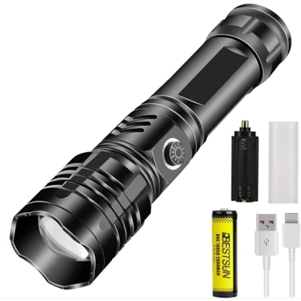 Super Bright XHP50 Kraftig LED-lommelykt 10000 Lumens USB Oppladbar Vanntett Skalerbar 5 Modi Taktisk Lommelykt