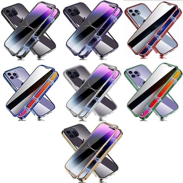 [HT]Beskyttende Magnetisk Dobbelt Skal - iPhone 14 Pro Silver silver