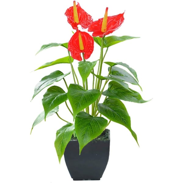 Kunstig blomst Rød Calla Lily Kunstig lille potteplante med sort potteplante Falsk bonsaiblomst Velegnet til H