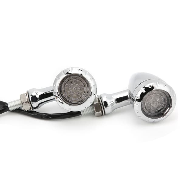 2. Motorcykel LED Blinklys Lampe Retro Gul Rød Lys Forkromet Universal