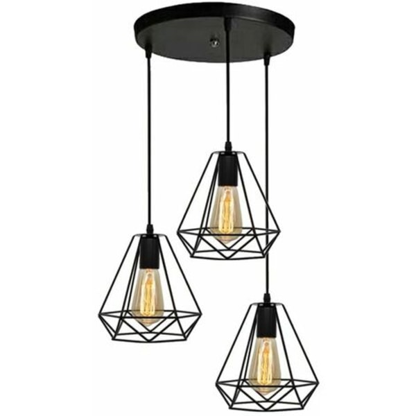 Lysekronelys Diamantform pendellampe Nordic Modern E27 Taklampe for soverom Bar Restaurant - Svart - Svart