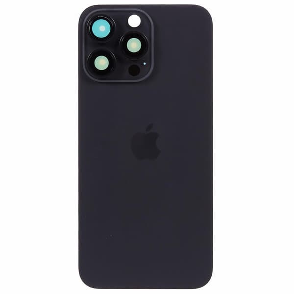 For iPhone 15 Pro Max batterideksel med brakett + kameralinsedeksel erstatningsdel - svart Multicolor Black