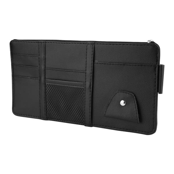 Universal bil solskærm læder CD solbriller kort organizer holder