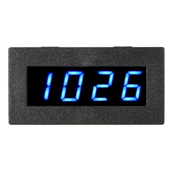 2 digitale speedometer, rød og blå vist med fire digitale rør, rød og blå