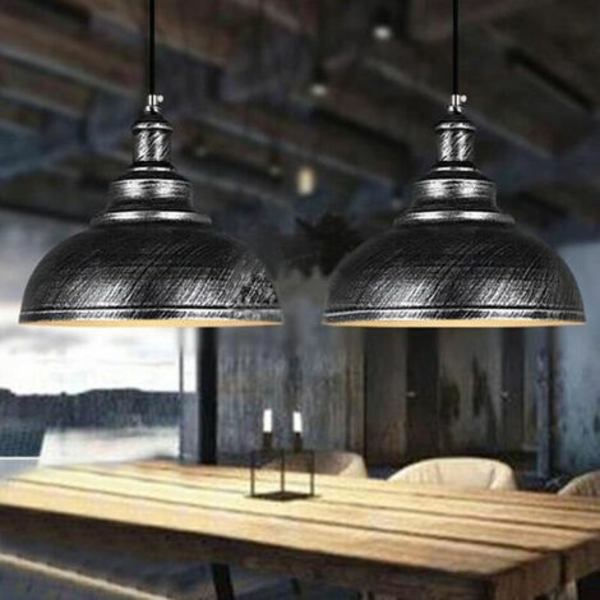Pack Ljuskrona Pendel Industriell Retro E27 Takljus Järn Lampskärm för Vardagsrum Sovrum Matsal Restaurang