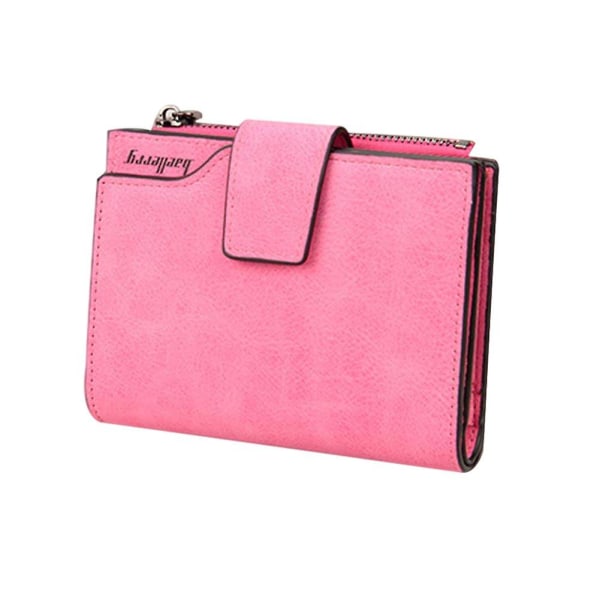 Kort lommebok med glidelås for kvinner (rosarød),