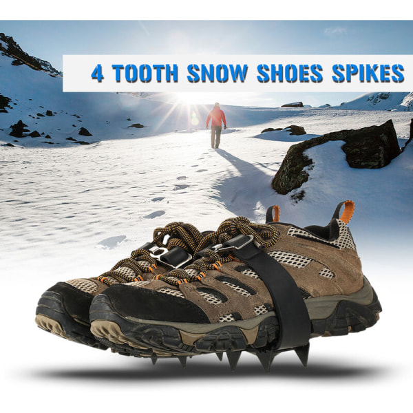 Crampons 4 fyra-tands halkfria skoskydd för vintern halkfri snöklättringsutrustning