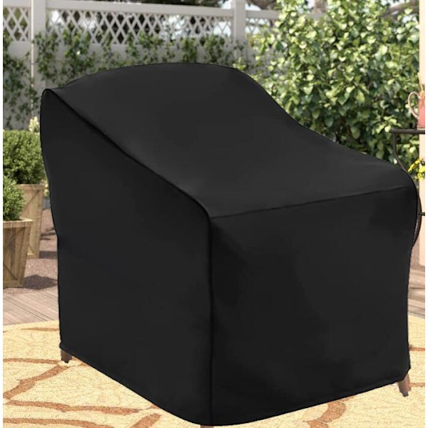 Sort hjemmebetræk 210D Oxford-stof Støvtæt og anti-squat-stolebetræk Sofabetræk gårdhave Støvtæt fugttæt betræk (85x80x91,5 cm),