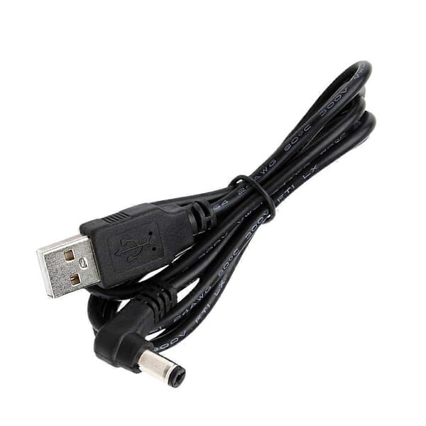 USB-DC5.5x2.5-virtajohto USB-DC5.5x2.1mm-latausmuunninkaapeli[ht] Black Elbow