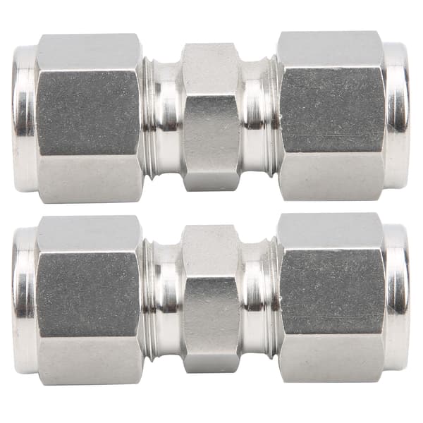 316 rustfrit stål dobbeltmuffe røradapter lige kompressionsfitting 2 STK 10 mm