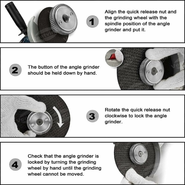 BETT Quick release mutter M14, för alla vinkelslipar AEG, Black & Decker, Dewalt, Flex, Hitachi, Metabo, Makita etc. (1x c