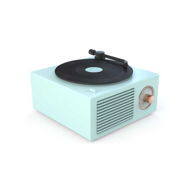 Liten trådløs skrivebordsretro multifunksjonell lyd Bluetooth vinylplatespiller (blå)