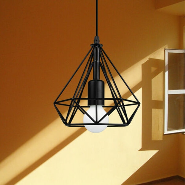 Set med 2 industriella taklampor, retro taklampa Ø20cm i svart järn med justerbar kabel och E27-sockel, perfekt
