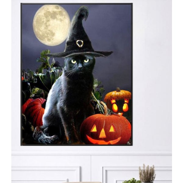 Halloween katt diamantmaleri (30*40 cm)