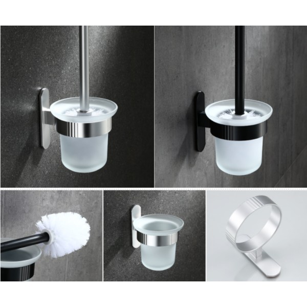 Badrumstillbehör Set i aluminium (förvaringshylla - svart färg)