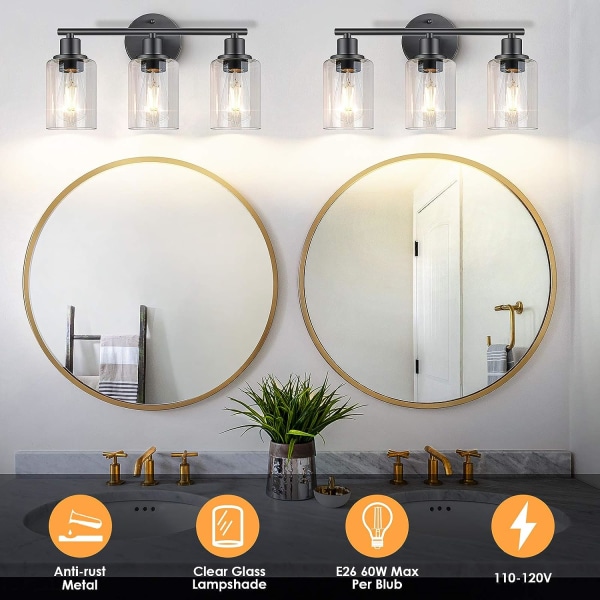 3-lys semi-flush industritaklys med justerbar metallgren Vintage E27-holder svartmalt taklys