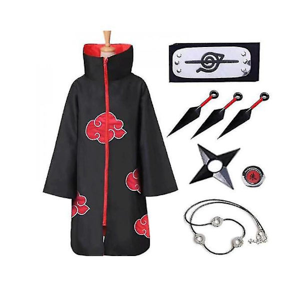 Akatsuki cape anime kappe halloween cosplay lang kappe sett med 10 stk M