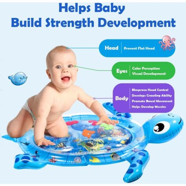 Oppblåsbar baby lekematte Skilpadde Big Belly Time Mat Lekksikker sjøvannsmatte Flerfarget babyleke for tidlig spedbarnsutvikling