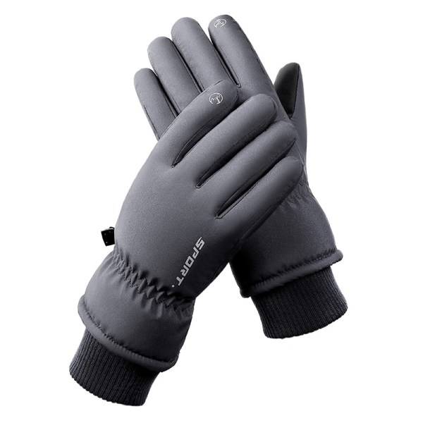 skihandsker mænd og kvinder udendørs berøringsskærm varm plus tyk fløjl vandtætte skridsikre handsker HX-102 Man Grey