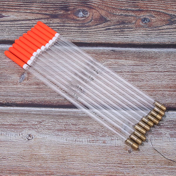 10 stk. holdbare fiskeflåd af plast Bobber Stick Tube Multipurpose fiskefoderagn Tilbehørssæt (3.0 transparent)