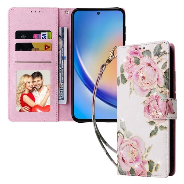 Samsung Galaxy A35 -lompakkokotelo kukkakuvioinnilla multifärg multicolor