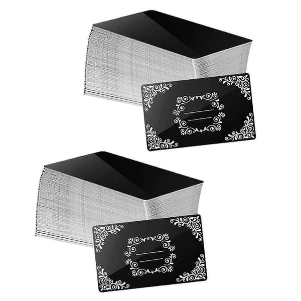 200 stk. metalgraveringsblanketter aluminiumsplade lasergravering visitkortgravering DIY-kort, glanssort Gloss black