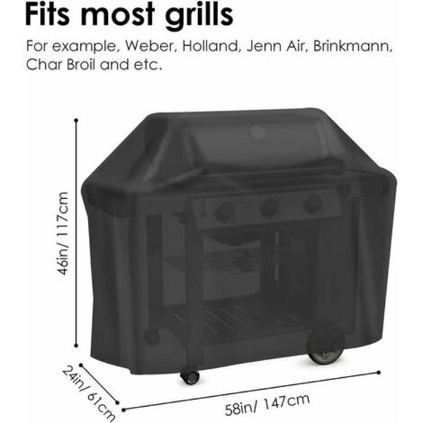 BBQ Deksel, Heavy Duty 210D Oxford presenning Deksel Gassgrillbeskyttelse, vindtett/UV/Vanntett/Fukttett/Støvtett Grill