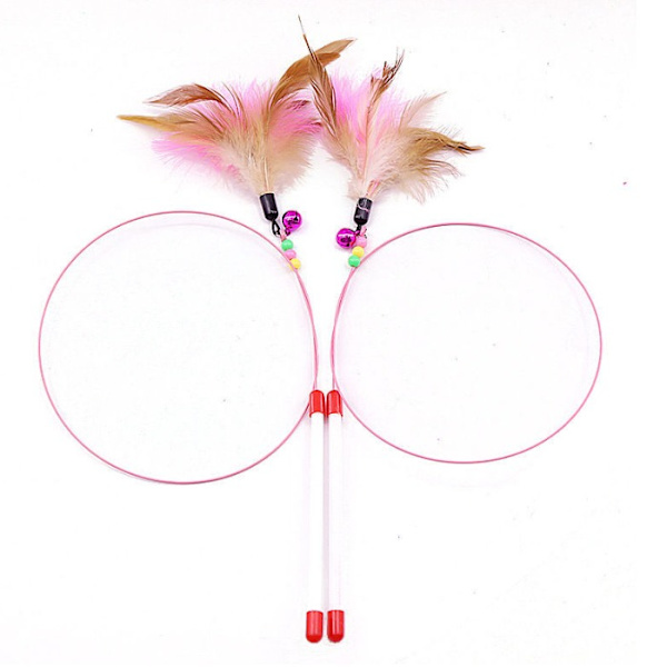 Cat Toy Tease Cat Stick Color Garn Fjer med klokke (3 stk),